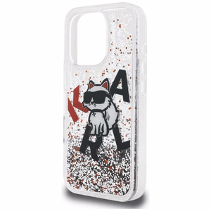 Karl Lagerfeld Liquid Glitter Choupette Logo Suojakuori iPhone 16 Pro Maxille - Kirkas