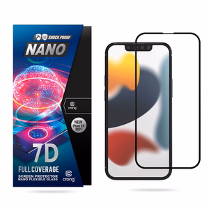 Crong 7D Nano Flexible Glass 9H koko näytön peittävä hybridinäytönsuoja iPhone 13 Mini -laitteelle