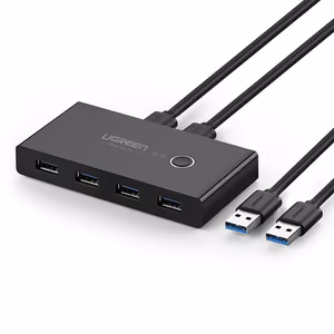 Ugreen switch box HUB -kytkin 4x USB 3.2 Gen 1, USB-jakaja kahdelle tietokoneelle, musta (US216 30768)