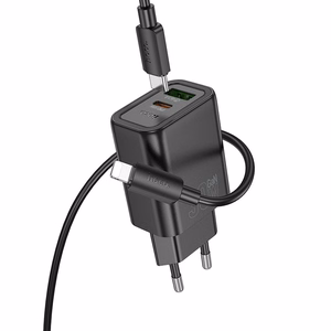 Laturi Hoco N63 + USB-C (Type-C) - Lightning -kaapeli (1xUSB-C; 1xUSB 30W) musta