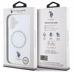 US Polo IML Ring MagSafe kotelo iPhone 16 - valkoinen