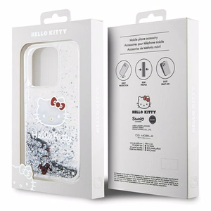 Hello Kitty Liquid Glitter Charms Kitty Head Suojakuori iPhone 14 Pro Max:lle - hopeinen