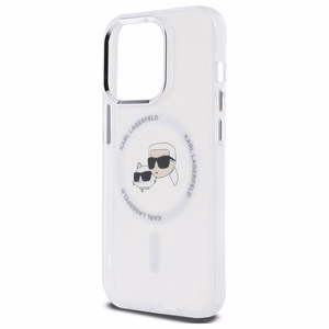 Karl Lagerfeld IML Metal Karl ja Choupette Head MagSafe Suojakuori iPhone 14 Pro Max:lle - Valkoinen