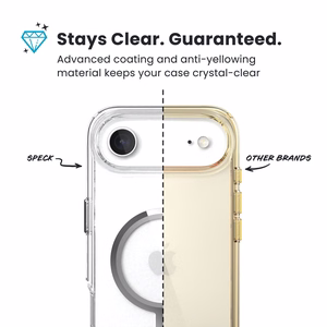 Speck Presidio Perfect-Clear MagSafe suojakuori iPhone Air -laitteelle, Clear / Silver -värinen