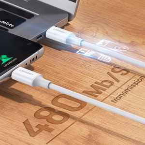 Ugreen US264 60518 USB-C / USB-C PD QC AFC -kaapeli 1m - valkoinen