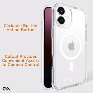 Case-Mate Tough D3O läpinäkyvä suojakuori MagSafe-tuella iPhone 16 Plus -puhelimelle
