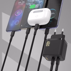 Dudao A28PCEU PD 45W GaN 2x USB-C seinälaturi USB-C kaapelilla musta