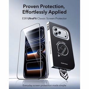 ESR UltraFit Classic 2 kpl karkaistuja laseja malleille iPhone 18 Pro / 17 Pro, musta