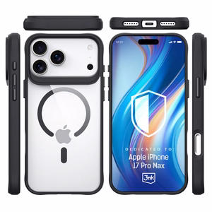 3mk Satin Armor MagCase iPhone 17 Pro Max:lle - läpinäkyvä musta