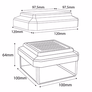 GreenBlue GB128 WW – 100×100 mm aurinkokäyttöinen LED-aitatolppavalo, 3200 K