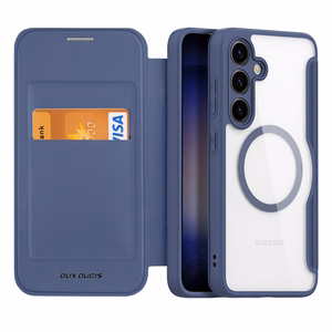 Dux Ducis Skin X Pro -suojakuori Samsung S24+:lle magneettisormuksella ja läpällä - sininen