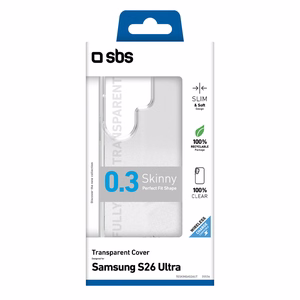 SBS Skinny Cover -suojakuori Samsung Galaxy S26 Ultra -mallille, läpinäkyvä