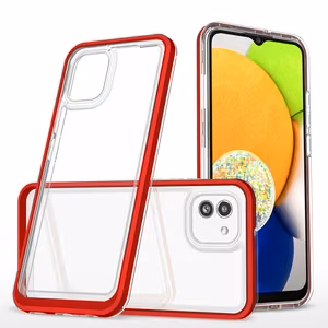 Kirkas 3in1 tapauksessa Samsung Galaxy A03 silikoni suojus kehys punainen