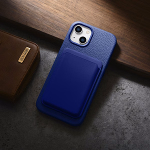iCarer Litchi Premium Nahkakotelo iPhone 14 Magneettinen nahkakotelo MagSafe tumman sininen (WMI14220709-DB)