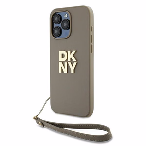 DKNY Wrist Strap Stock Logo Suojakuori iPhone 15 Pro:lle - Beige