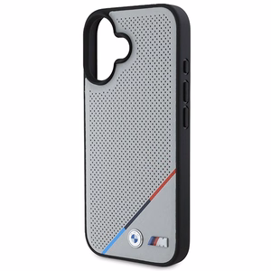 BMW M Perforated Tricolor Line MagSafe Suojakuori iPhone 16:lle - harmaa