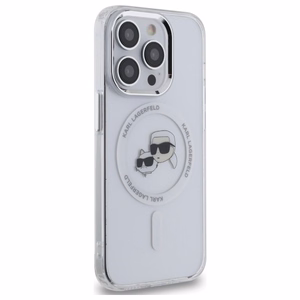 Karl Lagerfeld IML Metal Karl ja Choupette Head MagSafe Suojakuori iPhone 14 Pro Max:lle - Valkoinen