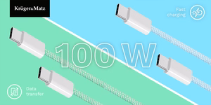 Krüger&Matz Basic USB-C–USB-C-kaapeli, 100 W, 1,5 m, sininen