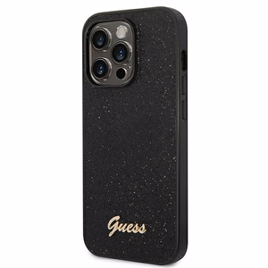 Guess Glitter Script kotelo iPhone 14 Pro:lle - Musta