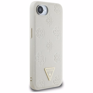 GUESS Grained Hot Stamp Peony Triangle Logo MagSafe Alkuperäinen Suojakuori iPhone 17e/16e:lle - Beige