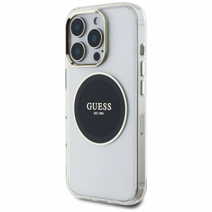 Guess IML Metal Colored Circle Classic Logo MagSafe Suojakuori iPhone 16 Pro Max:lle - musta