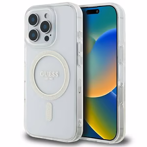 Guess IML Glitter Circle MagSafe suojakuori iPhone 16 Pro Max:lle - läpinäkyvä