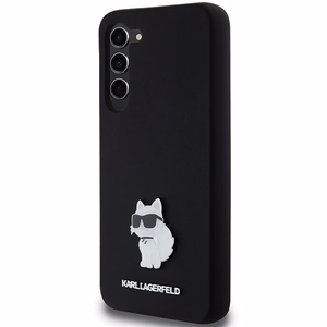 Karl Lagerfeld Silikoninen Choupette Metal Pin Suojakuori Samsung Galaxy S24+:lle - musta