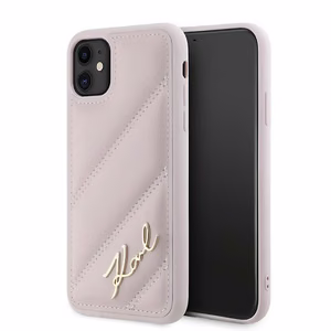 Karl Lagerfeld Diagonal Quilted Script Suojakuori iPhone 11 / Xr:lle - vaaleanpunainen