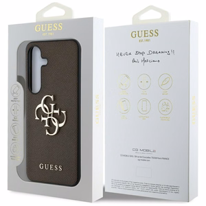 GUESS HC PU Grained Big 4G and Classic Logo Suojakuori Samsung Galaxy S25 Plus Ruskea