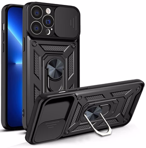 Hybrid Armor Camshield kotelo iPhone 13 Pro panssaroitu kotelo kameran suojus musta