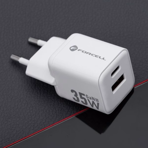 FORCELL F-ENERGY Mini GaN III VT-35C matkalaturi 1 x Type C + 1 x USB A liitännöillä, PD QC4.0 35W valkoinen