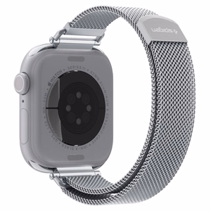Spigen WBM4 hihna Apple Watch 8 / 9 / 10 / 11 / SE (40 / 41 / 42 mm) hopeinen