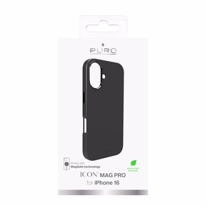 Puro Icon Mag Pro MagSafe silikonisuoja iPhone 16 - musta