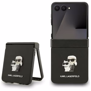 Karl Lagerfeld Saffiano Karl&Choupette Pin Suojakuori Samsung Galaxy Z Flip 7:lle - musta