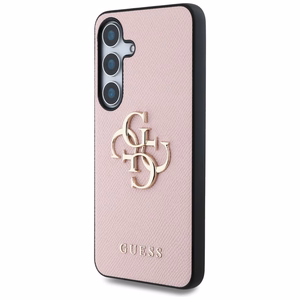 GUESS Grained Big 4G Logo Small Classic Logo Suojakuori Samsung Galaxy S25 Plus Vaaleanpunainen