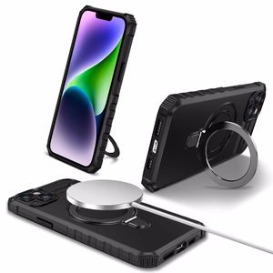 Tel Protect Armor MagSafe Metal Ring Suojakuori iPhone 15 Plus:lle musta