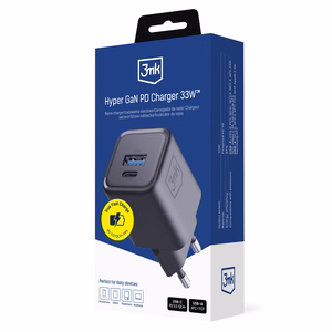 3mk Hyper Charger PD 33W GaN QC4+ PPS AFC FCP SCP 1A1C Seinälaturi - musta