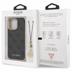 Guess 4G Charms Collection -suojakuori iPhone 14 Pro:lle - harmaa
