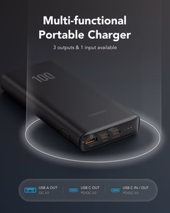 Ulkoinen akku Veger T100 (W2032C-100) PD QC3.0 5A 100W 20000 mAh musta