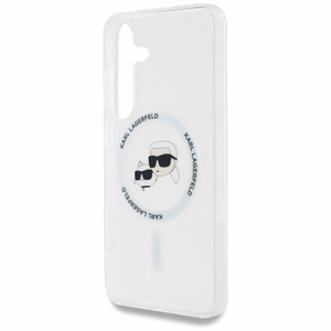 Karl Lagerfeld Button Karl & Choupette Heads Printed Logo MagSafe Suojakuori Samsung Galaxy S25 Valkoinen