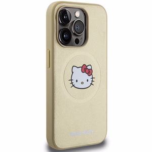 Hello Kitty Nahkainen Kitty Head MagSafe Suojakuori iPhone 15 Pro Max:lle - kultainen