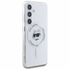 Karl Lagerfeld Suojakuori Samsung S25:lle KLHMS25SHLSCHH (Magneettinen IML Metal Choupette Head) Valkoinen