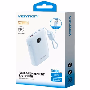 Vention 10000mAh varavirtalähde 2xUSB-C 1xUSB-A 22,5W sininen