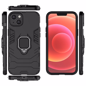 Ring Armor tapauksessa iPhone 14 panssaroitu kansi magneettinen haltija rengas musta
