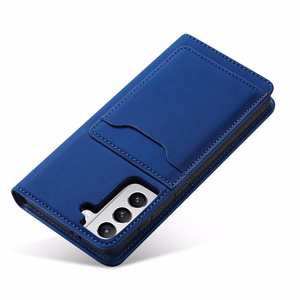 Magneettikorttikotelo Kotelo Samsung Galaxy S22 + (S22 Plus) Kotelo Lompakko Kortinhaltija Sininen