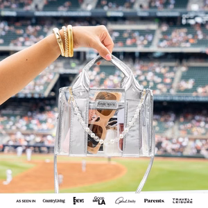 Case-Mate Micro Tote Bag vettä hylkivä olkalaukku, Silver Chrome / Clear