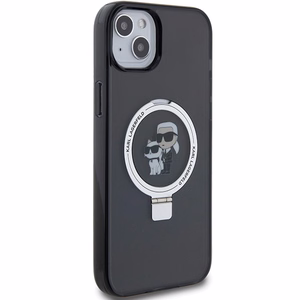 Karl Lagerfeld Ring Stand Karl&Choupette MagSafe suojakuori iPhone 14 / 15 / 13:lle - musta