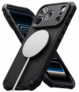 Ringke Rugged Gear Magnetic MagSafe -suojakuori iPhone 18 Pro / 17 Pro -malleille, musta
