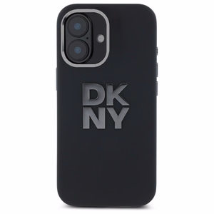 DKNY Liquid Silicone Metal Logo Suojakuori iPhone 16:lle - musta