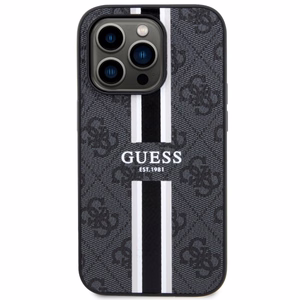 Guess GUHMP14LP4RPSK iPhone 14 Pro 6.1 musta/musta suojakuori 4G Printed Stripes MagSafe